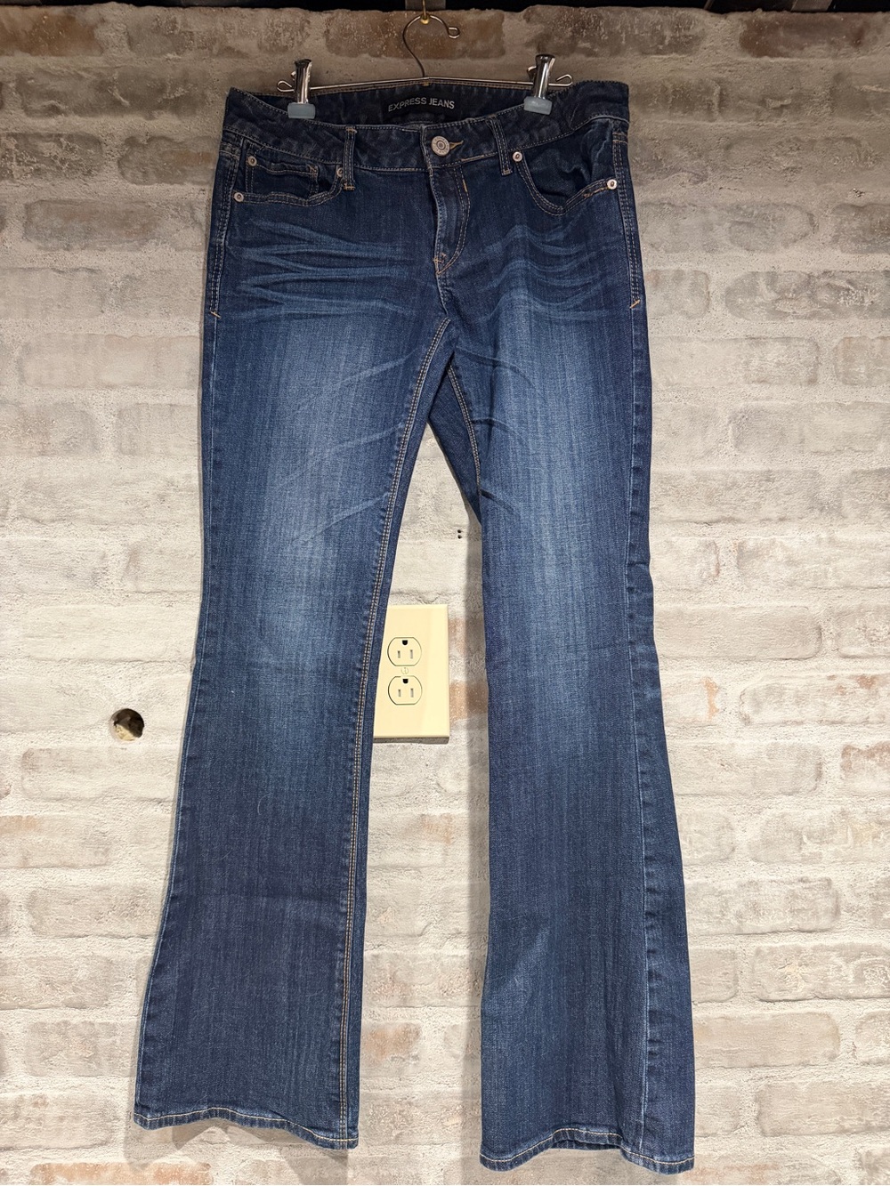 Express Women's Dark Blue Bootcut Stella Low Rise Jeans